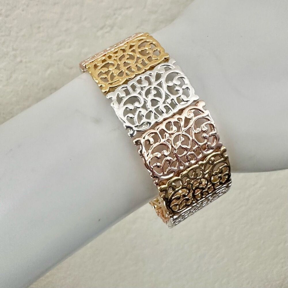 Lauren Conrad tri tone filigree stretchy bracelet